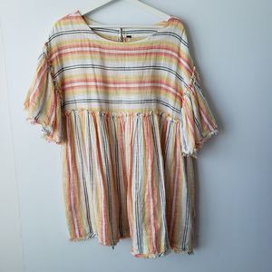Free People Summer Nights Striped Dress in Yellow Mini size S